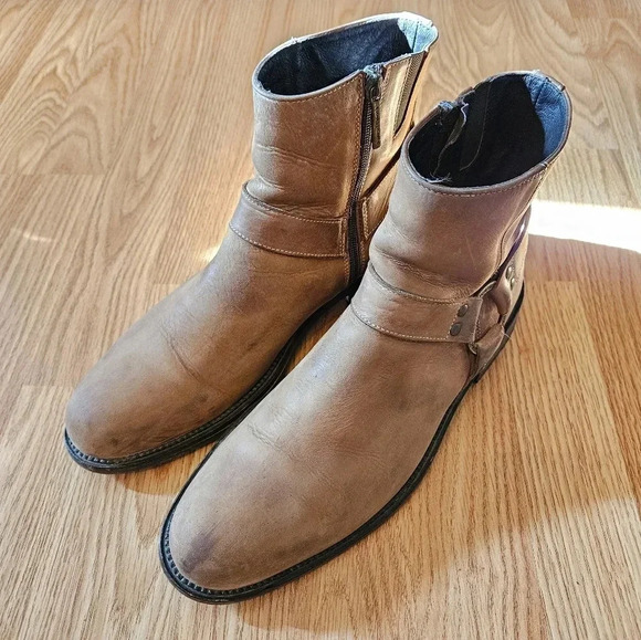 Donald J Pliner Men's  Moto Riding Biker Short Rider Brown Boho Fall Boots 8. - Picture 2 of 10